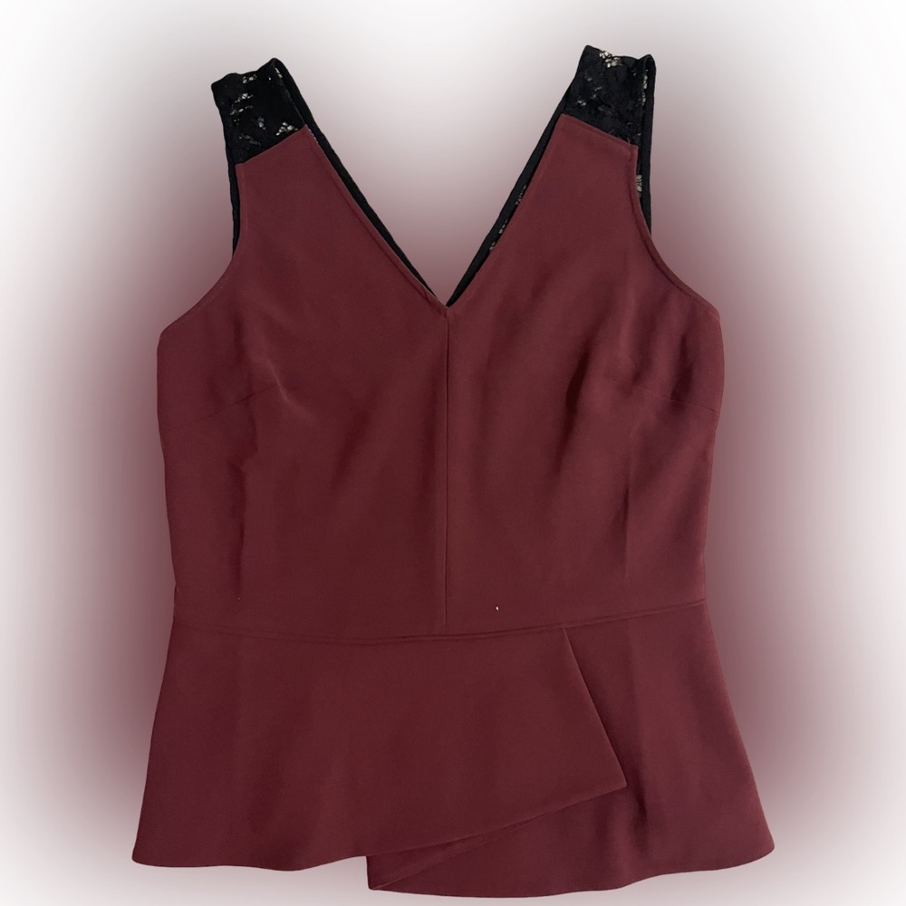 Maroon & Black Lace Peplum Top